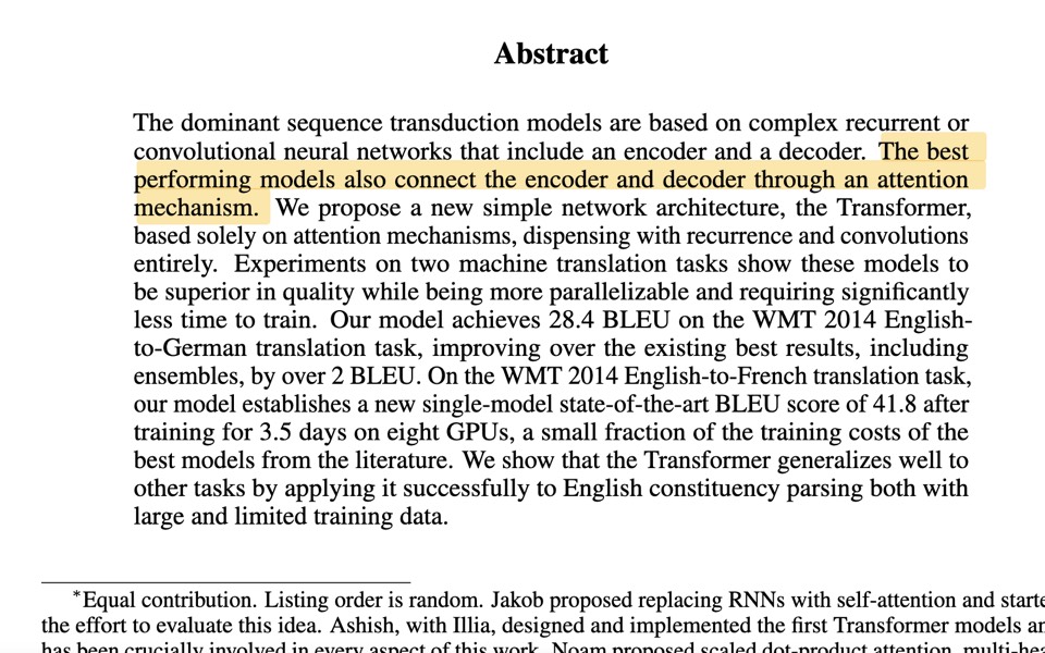 The Transformer paper open in Obsidian, the sentence being read highlighted in yellow on the page